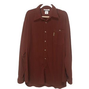 Columbia Shirt Men Large Rust Color Casual Courduroy Soft Warm Button Down